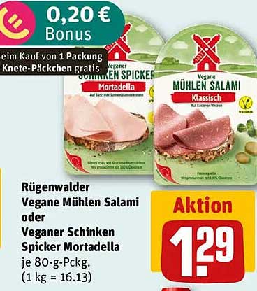 Rügenwalder Vegane Mühlen Salami oder Veganer Schinken Spicker Mortadella