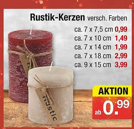 Rustik-Kerzen in verschiedenen Farben und Größen