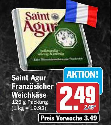Saint Agur Französischer Weichkäse 125 g Packung