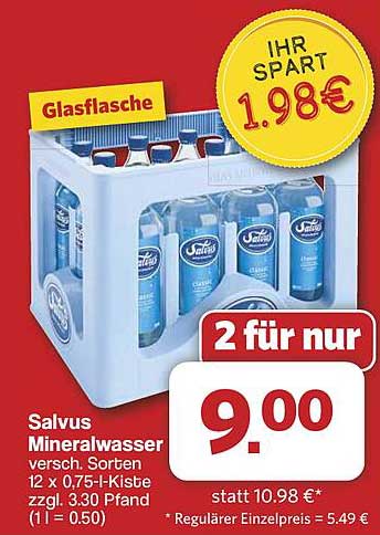 Salvus Mineralwasser 12 x 0,75 l-Glasflaschen