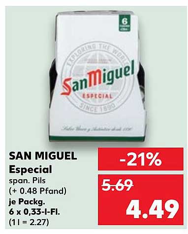 SAN MIGUEL Especial, span. Pils, 6 x 0,33l