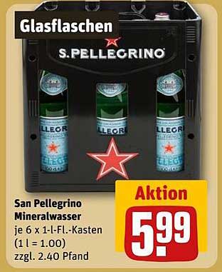 San Pellegrino Mineralwasser je 6 x 1l-Fl.-Kasten