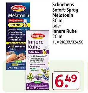 Schaebens Sofort-Spray Melatonin 30 ml oder Innere Ruhe 20 ml