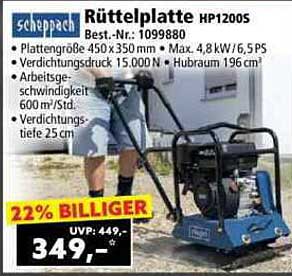 Scheppach Rüttelplatte HP1200S - 22% günstiger!