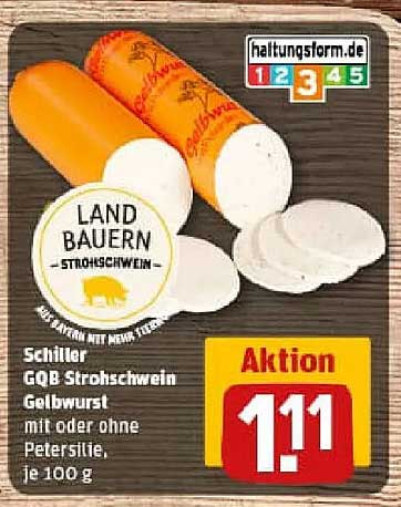 Schiller GQB Strohschwein Gelbwurst mit oder ohne Petersilie, je 100 g