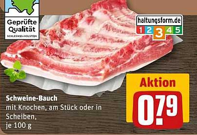 Schweine-Bauch mit Knochen, am Stück oder in Scheiben, je 100 g