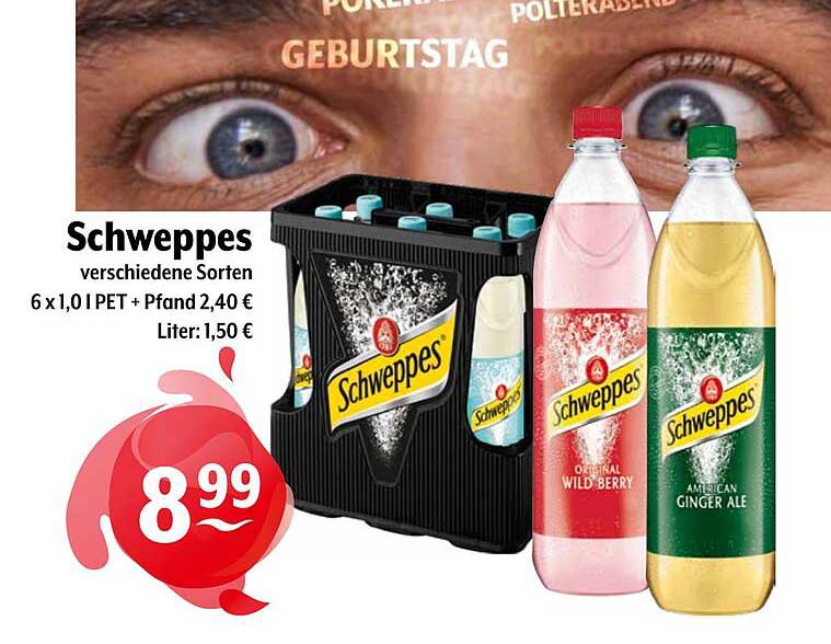 Schweppes verschiedene Sorten 6 x 1,0 l PET