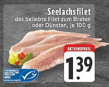 Seelachsfilet das beliebte Filet zum Braten oder Dünsten, je 100 g