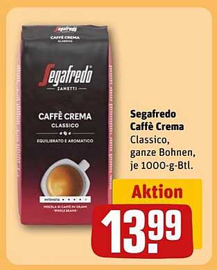 Segafredo Caffè Crema Classico, ganze Bohnen, je 1000-g-Btl.