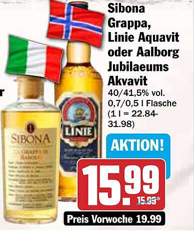 Sibona Grappa, Linie Aquavit oder Aalborg Jubilæums Akvavit