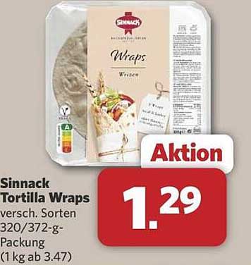 Sinnack Tortilla Wraps, verschiedene Sorten, 320/372-g-Packung