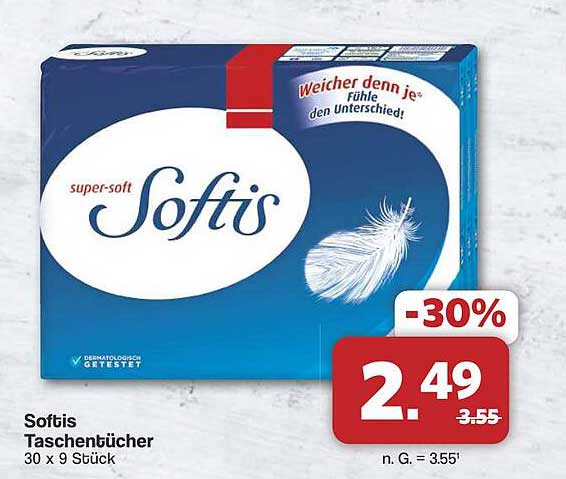 Softis Taschenücher 30 x 9 Stück - jetzt für nur 2,49 €