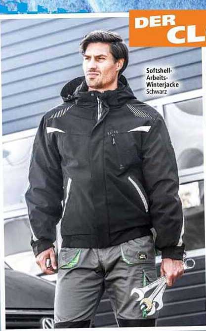 Softshell-Arbeits-Winterjacke Schwarz