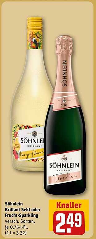 Söhnlein Brillant Sekt oder Frucht-Sparkling 0,75 l für 2,49 €
