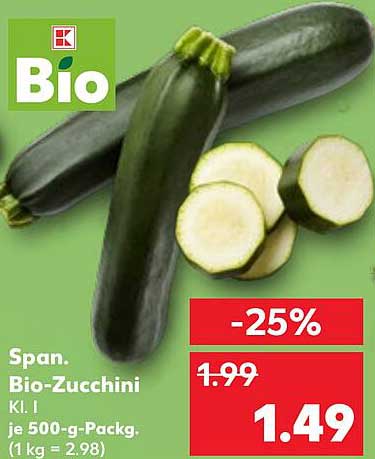 Span. Bio-Zucchini Kl. I je 500-g-Packg.