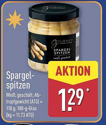 Spargelspitzen - Weiß, geschält und abtropfgewichtet