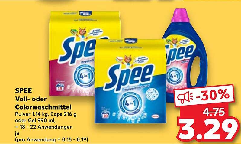 SPEE Voll- oder Colorwaschmittel 1,14 kg, Caps 216 g oder Gel 990 ml