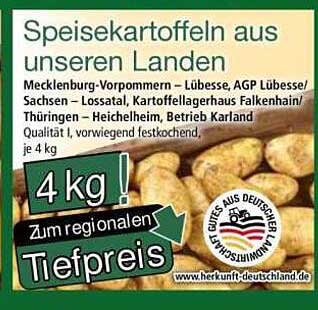Speisekartoffeln aus unseren Ländern - 4 kg zum regionalen Tiefpreis