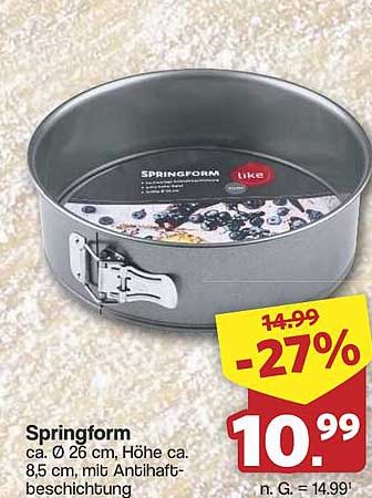Springform 26 cm mit Antihaftbeschichtung