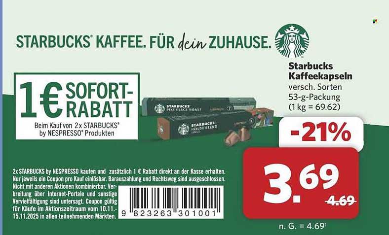 STARBUCKS® Kaffeekapseln - verschiedene Sorten (53 g-Packung)