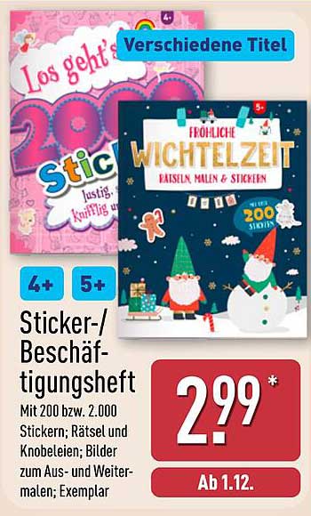 Sticker-/Beschäftigungsheft