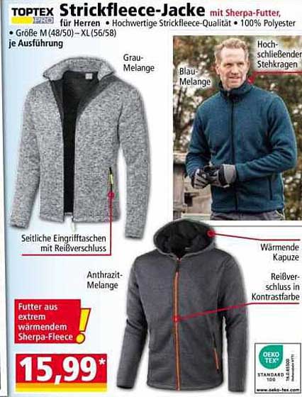 Strickfleece-Jacke mit Sherpa-Futter für Herren