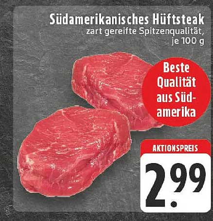 Südamerikanisches Hüftsteak - zart gereifte Spitzenqualität, je 100 g