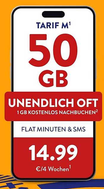 TARIF M1 - 50 GB Datenvolumen für nur 14,99 €