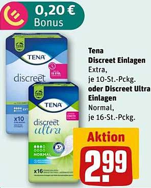 Tena Discreet Einlagen Extra oder Discreet Ultra Einlagen Normal