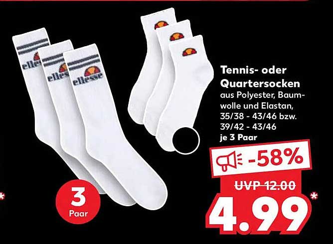 Tennis- oder Quarttersocken aus Polyester, Baumwolle und Elasthan, je 3 Paar