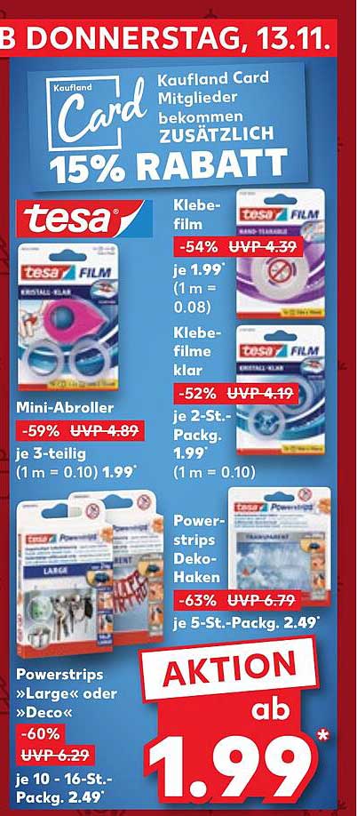 Tesa Klebefilm und Powerstrips – 15% Rabatt für Kaufland Card Mitglieder
