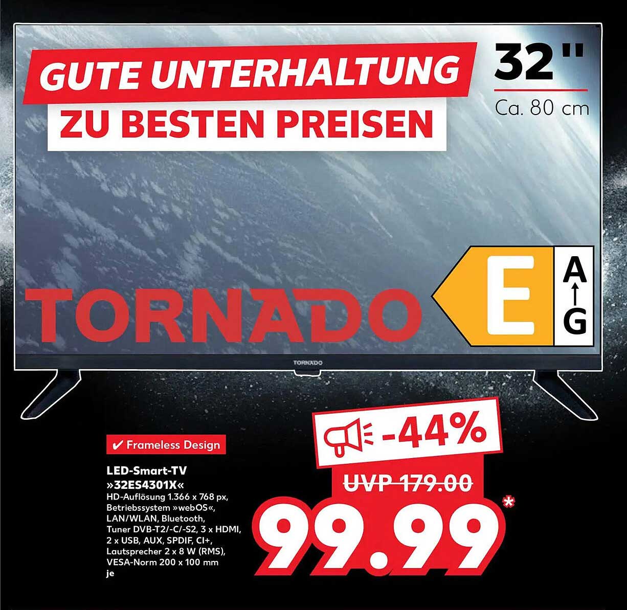 Tornado 32ES4301K - LED-Smart-TV für besten Genuss