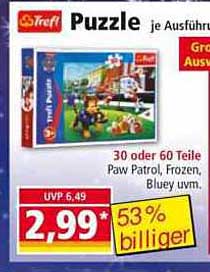 Trefl Puzzle je Ausführung – Paw Patrol, Frozen, Bluey und mehr