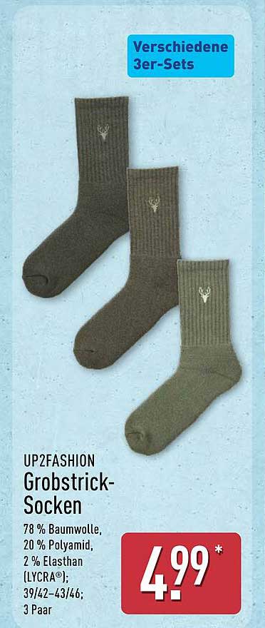UP2FASHION Grobstrick-Socken 3er-Set