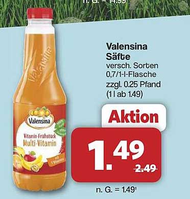 Valensina Säfte, verschiedene Sorten 0,7 l-Flasche