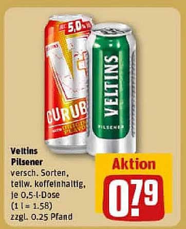 Veltins Pilsener - versch. Sorten, teilw. koffeinhaltig, je 0,5-l-Dose
