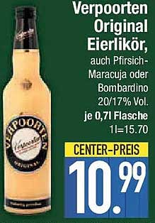 Verpoorten Original Eierlikör, auch Pfirsich-Maracuja oder Bombardino 20/17% Vol.