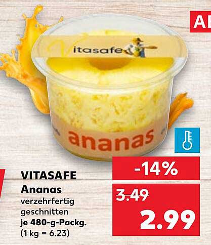 Vitasafe Ananas - verzehrfertig geschnitten