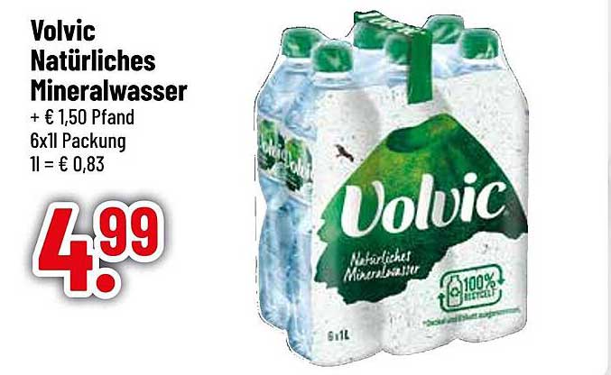 Volvic Natürliches Mineralwasser 6x1L für nur 4,99 €