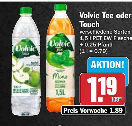 Volvic Tee oder Touch 1,5 l PET EW Flasche