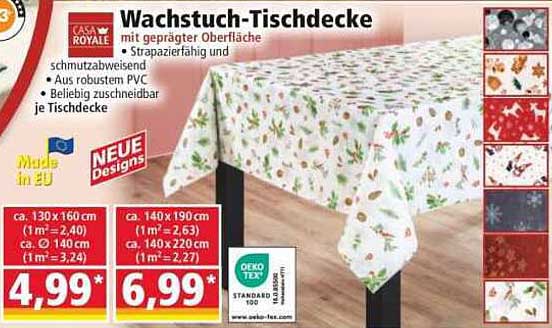 Wachstuch-Tischdecke mit geprägter Oberfläche
