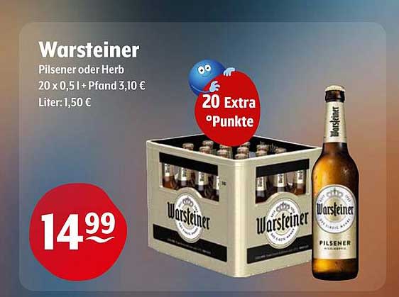 Warsteiner Pilsener oder Herb 20 x 0,5 l