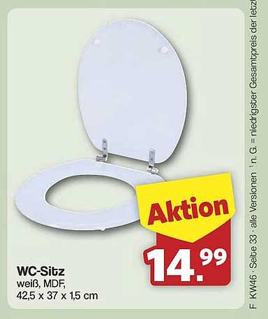 WC-Sitz, weiß, MDF, 42,5 x 37 x 1,5 cm