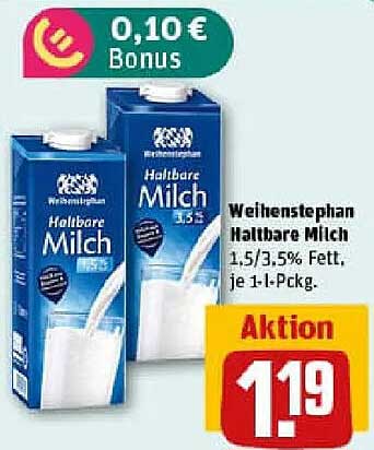 Weihenstephan Haltbare Milch 1,5/3,5% Fett, je 1-l-Pckg.