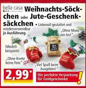 Weihnachts-Söckchen oder Jute-Geschenksäckchen