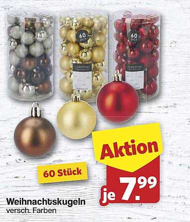 Weihnachtskugeln – 60 Stück in verschiedenen Farben