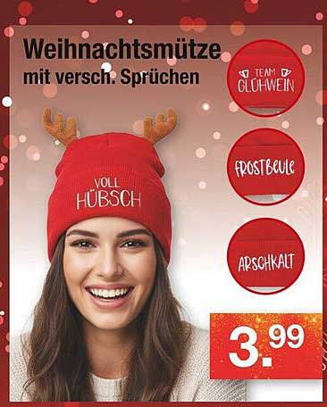 Weihnachtsmütze mit verschiedenen Sprüchen