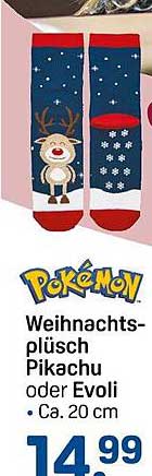 Weihnachtsplüsch Pikachu oder Evoli - Ca. 20 cm