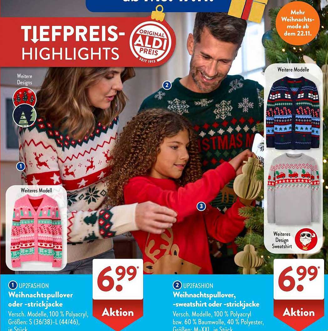 Weihnachtspullover oder -strickjacke von UP2FASHION für nur 6,99 €