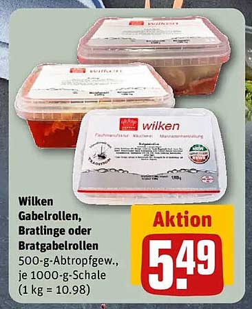 Wilken Gabelrollen, Bratlinge oder Bratgabelrollen 500-g-Abtropfgewicht